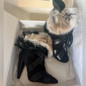 Isabel Marant Neta Fur Ankle Booties 37
